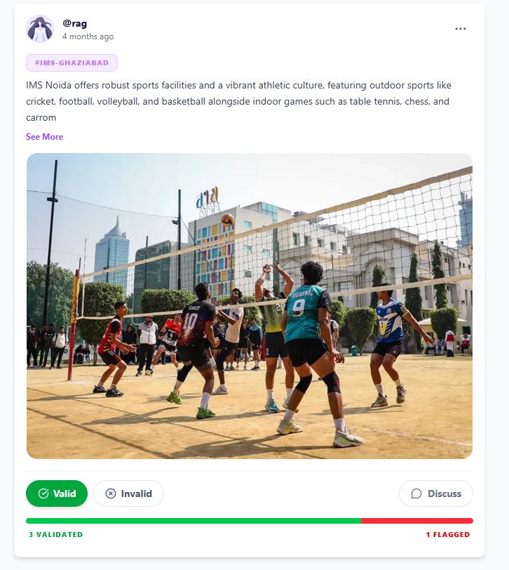 Student post about campus sports facilities